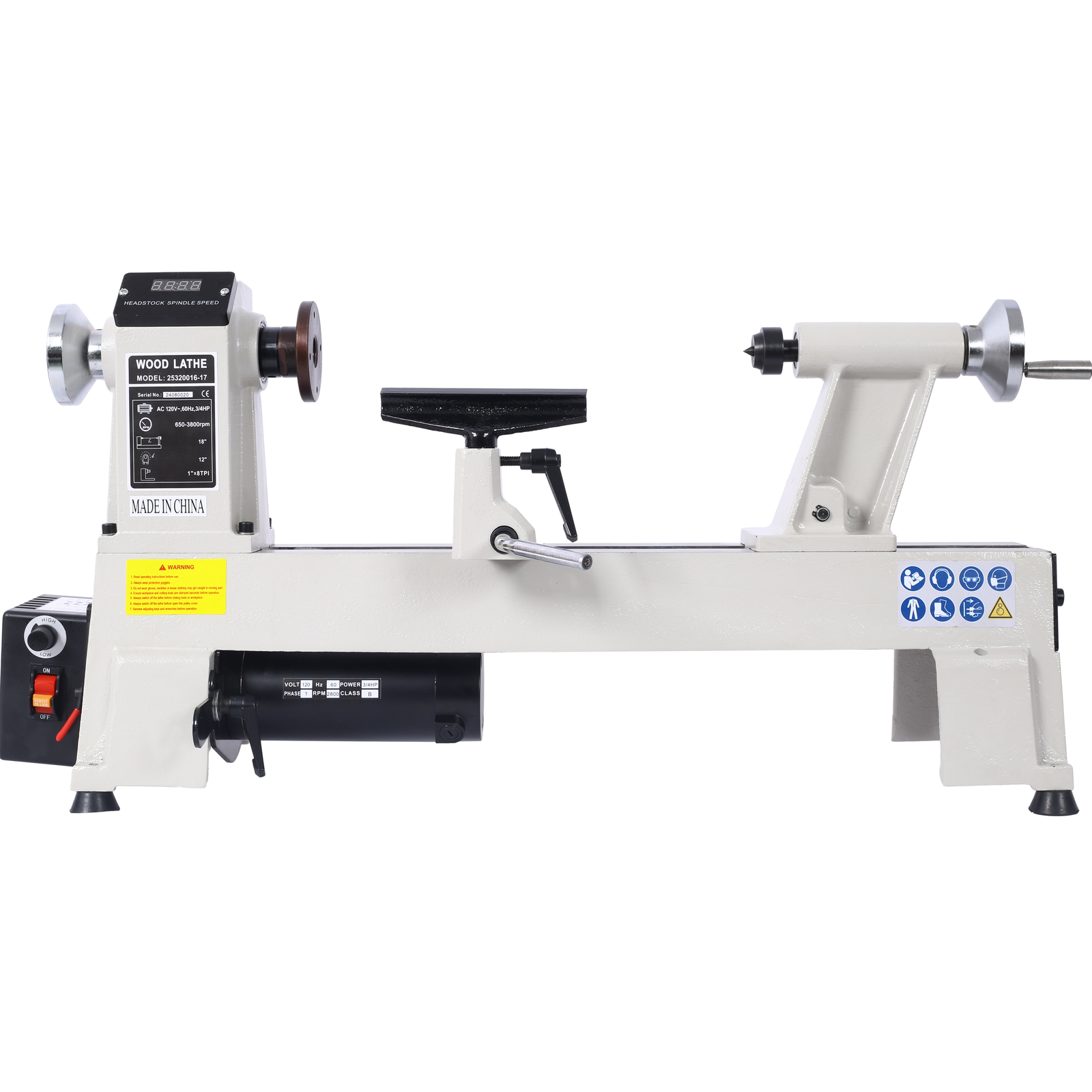12" x 18" Wood Lathe Benchtop Wood Lathe Machine 650-3800 RPM for Woodworking