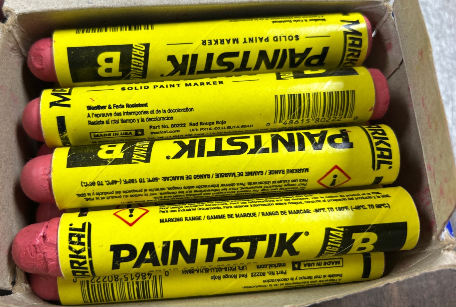 MARKAL PAINTSTIK ORIGINAL B 080220 RED SOLID PAINT MARKER (LOT OF 12 STICKS)