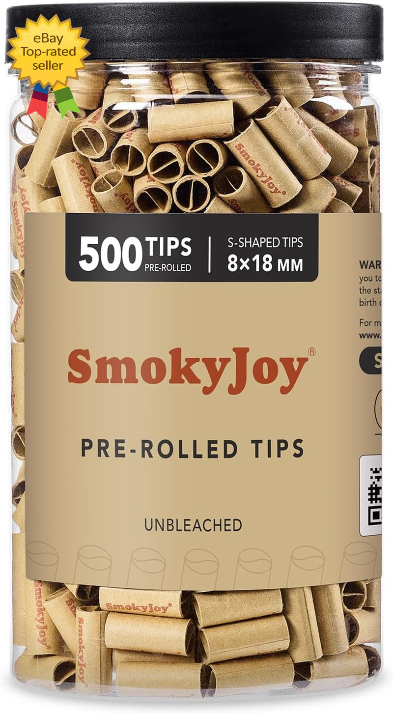 500 Pcs 8Mm Natural Unbleached Pre Rolled Filter Tips for Rolling Paper