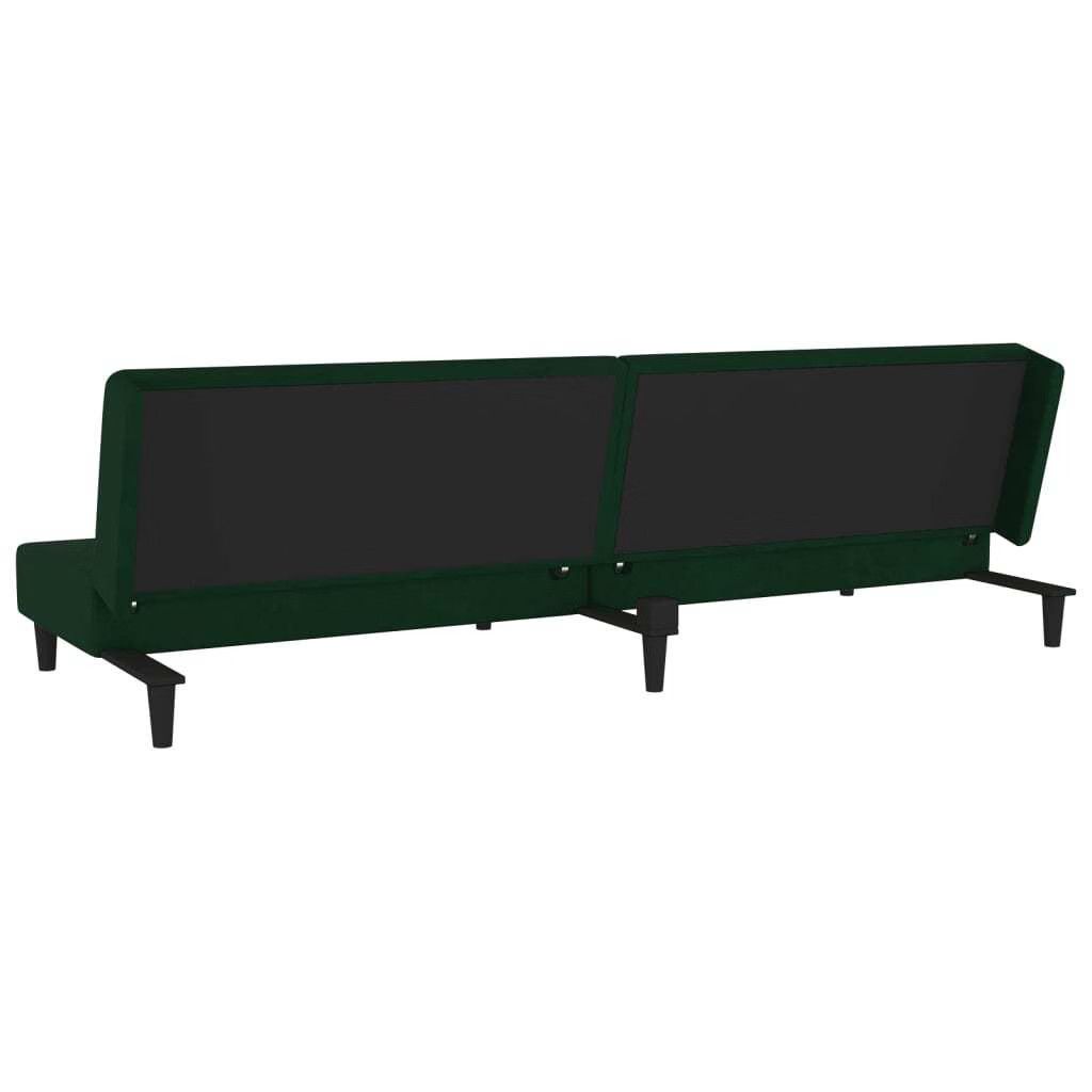 Sofa Bed Dark Green Velvet, Wood, Foam, Plastic Medium