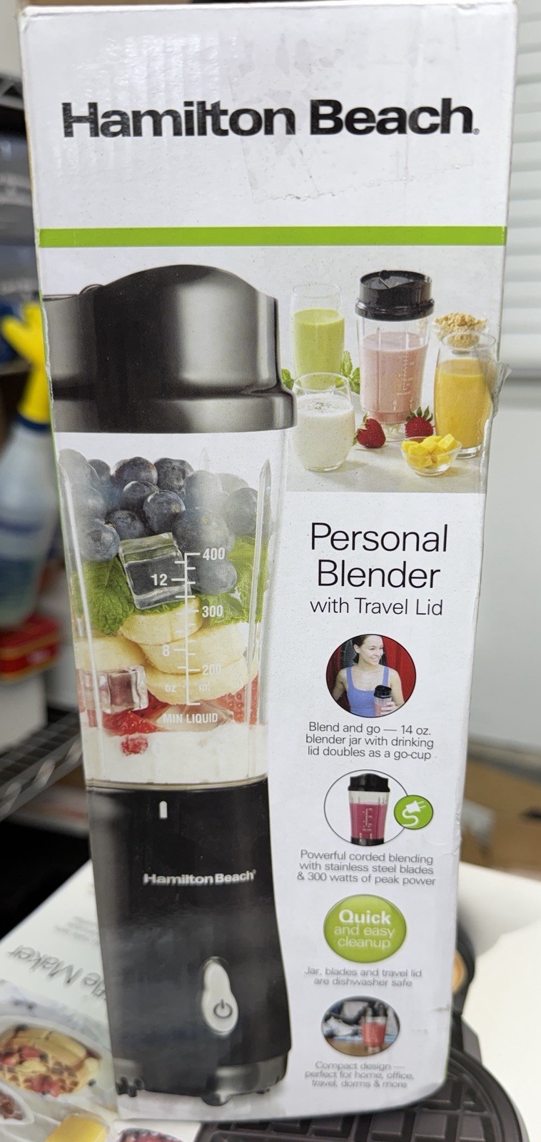 Hamilton Beach 51190F Personal Blender 300W Leak-Proof Lid Compact 414ml