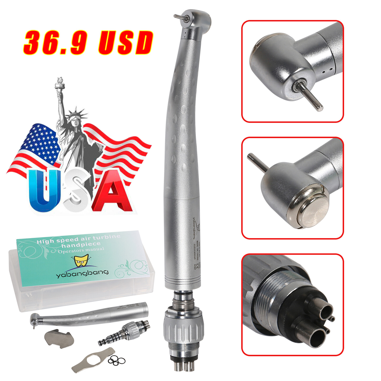 USA Dental High Speed Turbine Handpiece +4Hole Quick Coupling KAV Style GB4