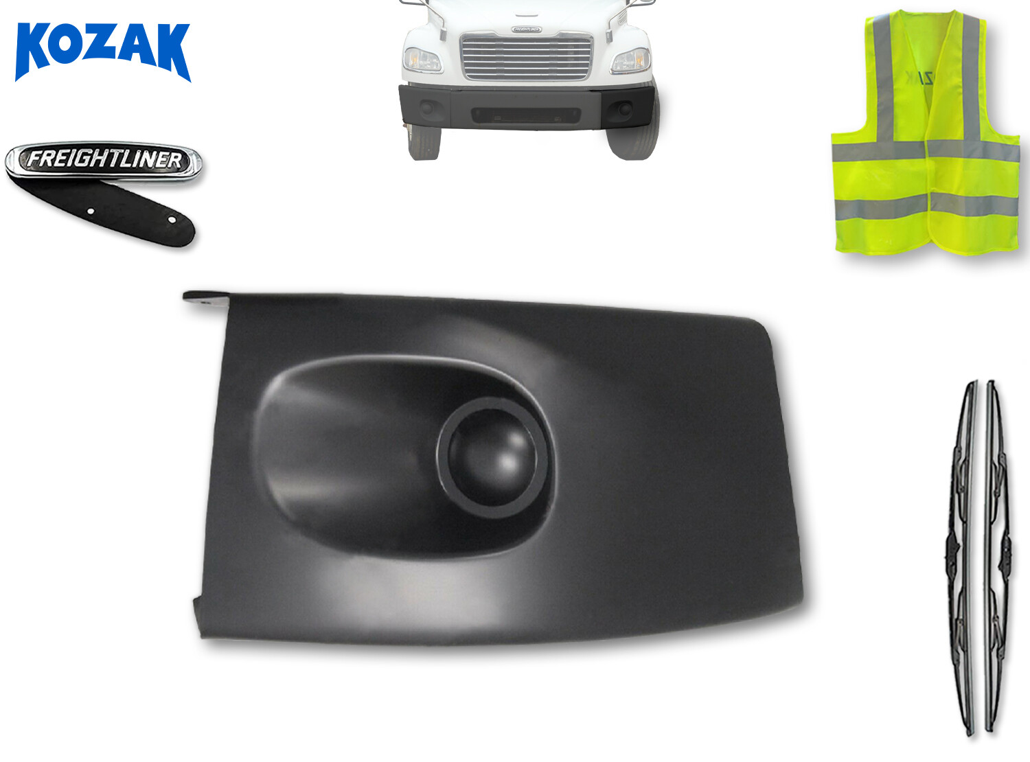 Black Plastic Corner Bumper Left Side Freightliner M2 PLUS Set