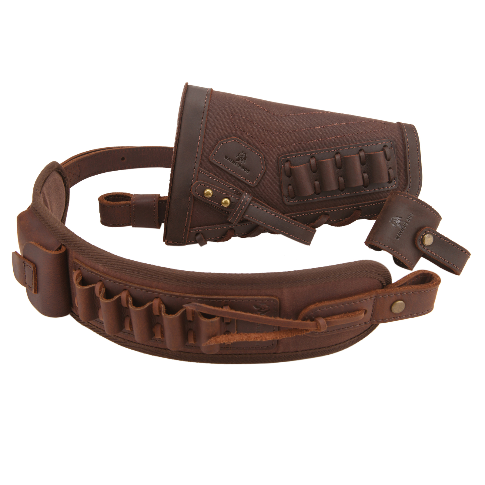 No Drill Leather Rifle Cheek Rest, Ammo Strap with Sling Loop for .308.22MAG.357