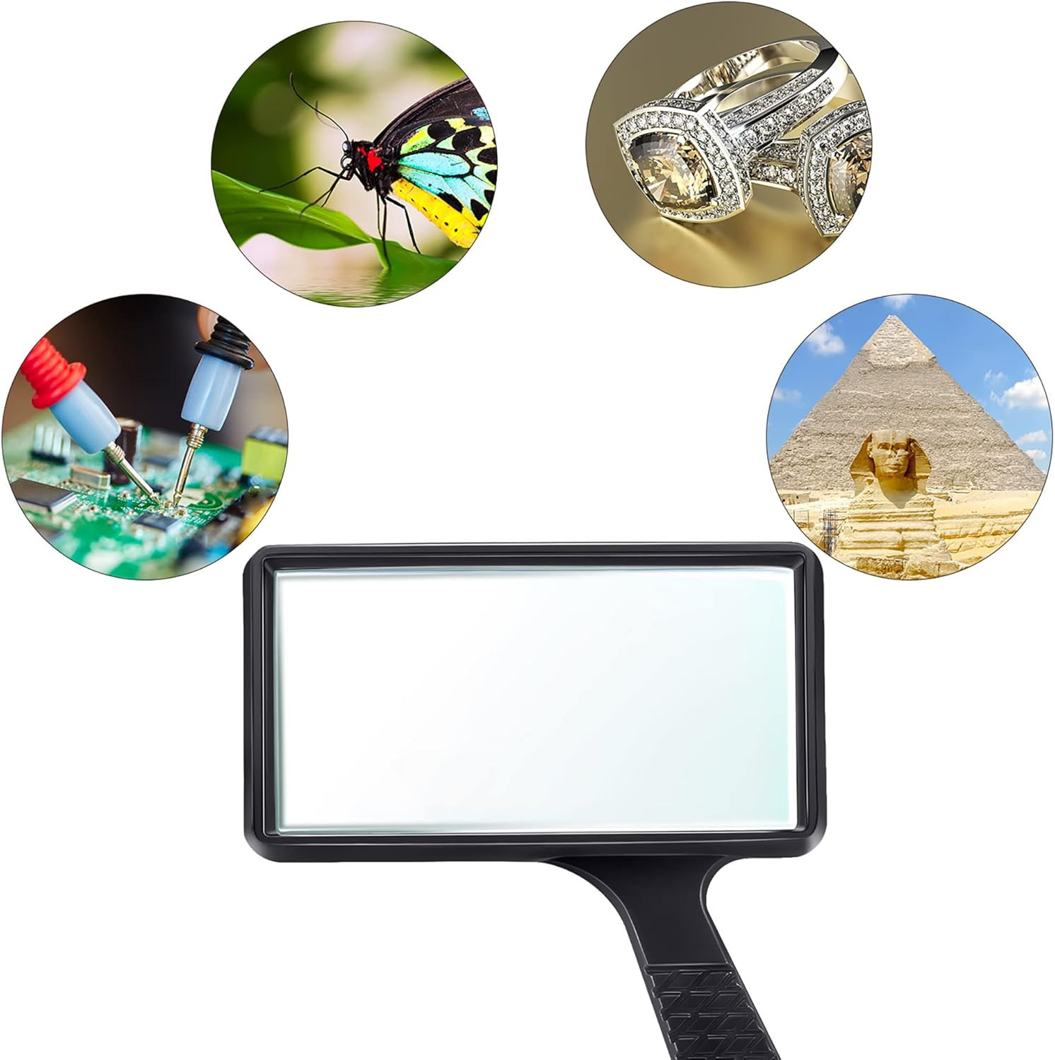 10X Handheld Magnifier, 3.77 X 1.89 Inch Rectangular Magnifying Glass, Scratch R