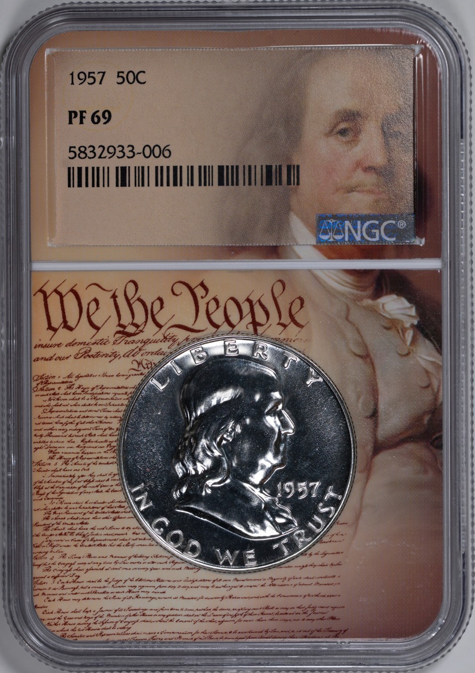 1957 Proof Franklin Half Dollar | NGC PF69 | WE THE PEOPLE Holder