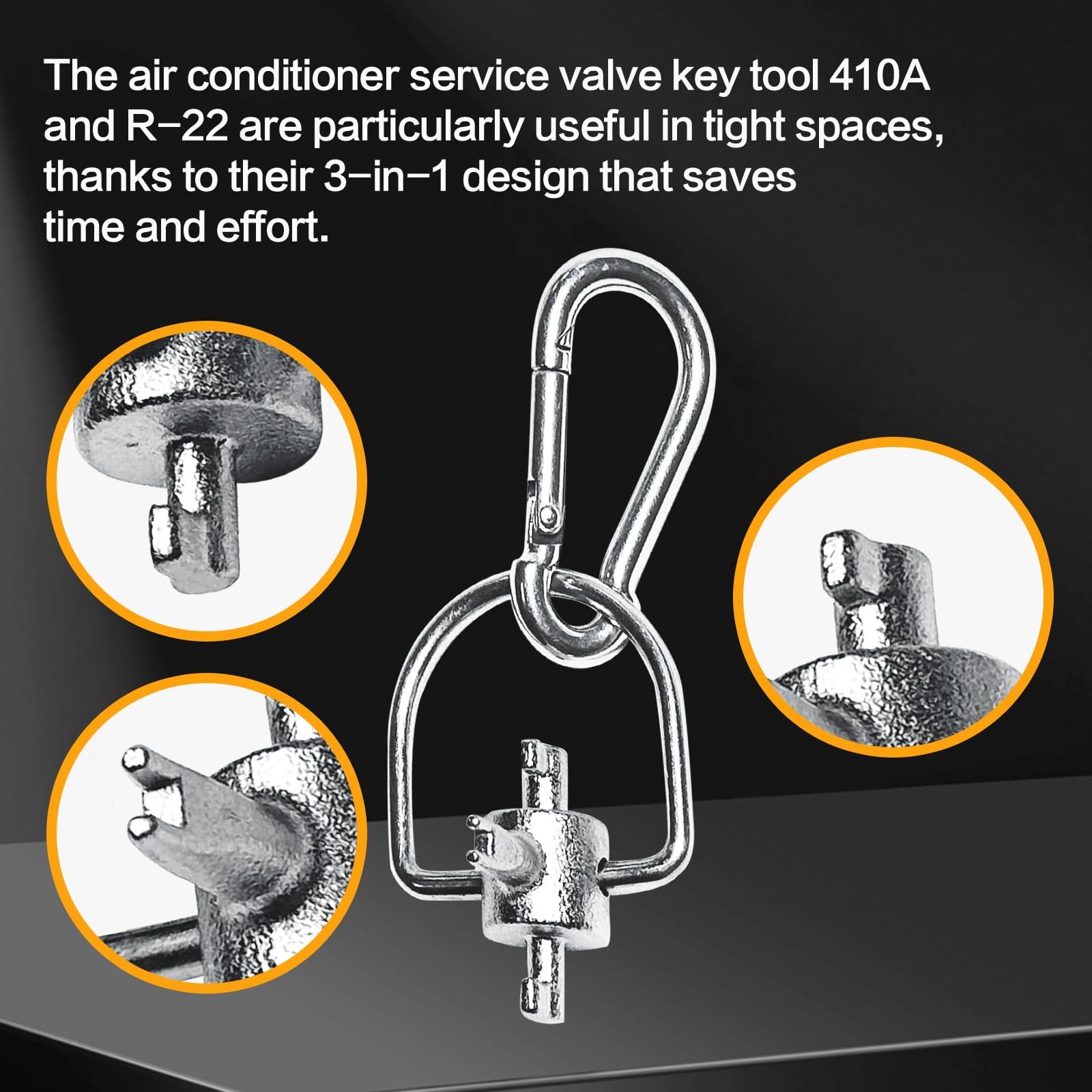 HVAC Locking Cap Keys 2 Pack Multi Function R22 410A Refrigerant Service Tool