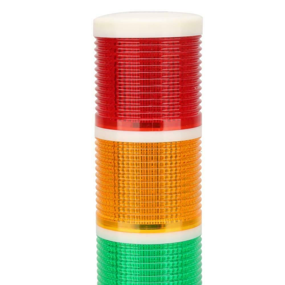 Red Green Yellow Led Stack Light Alarm Signal Tower Lamp W/Buzzer 12V New