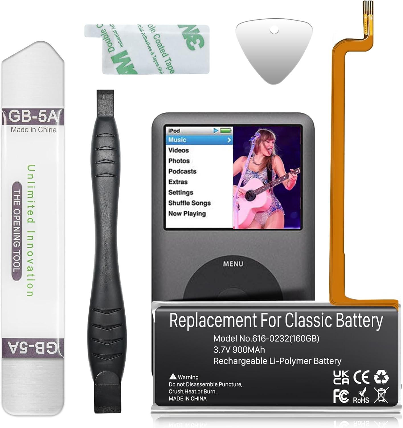 900mAh High-Capacity Battery Replacement for 5th-7th Gen iPod Classic - 616-0232
