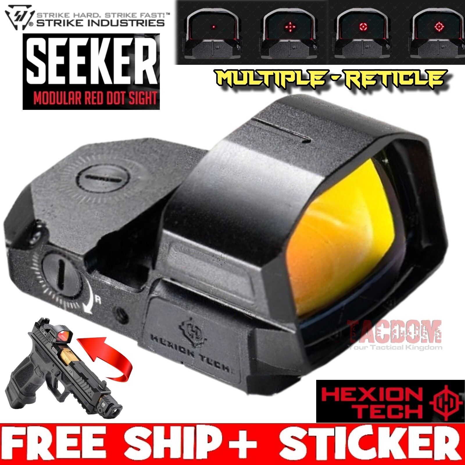 Strike Industries Hexion Tech SEEKER Red Dot Sight 3/40/50 MOA Reflex Sight RMR