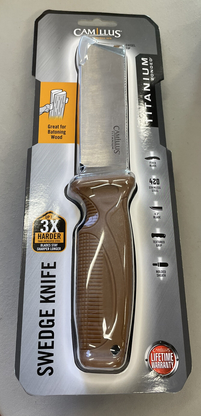 Camillus Swedge Titanium Bonded 420 Steel Survival Knife W/ Sheath 19627