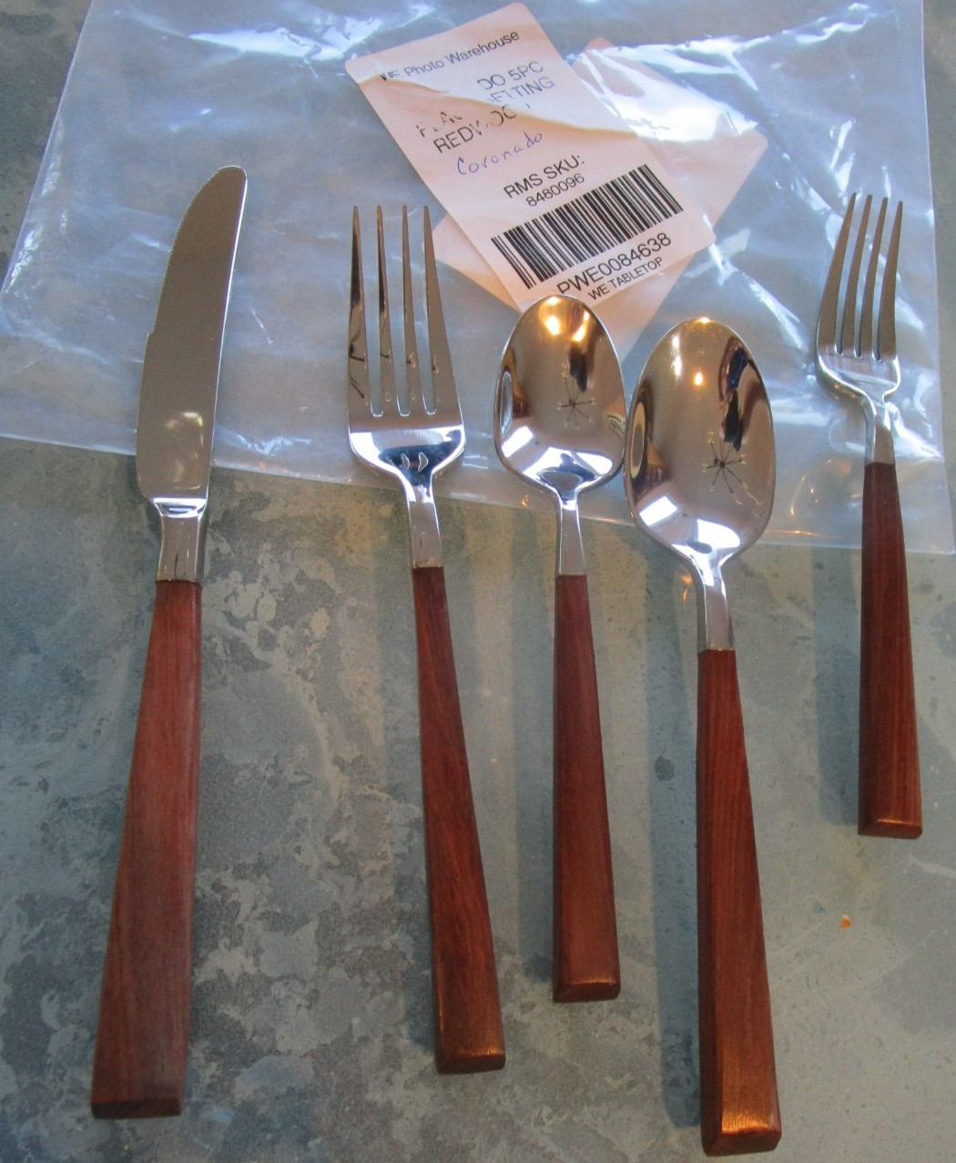 West Elm Coronado redwood 5 piece place setting photo shoot sample