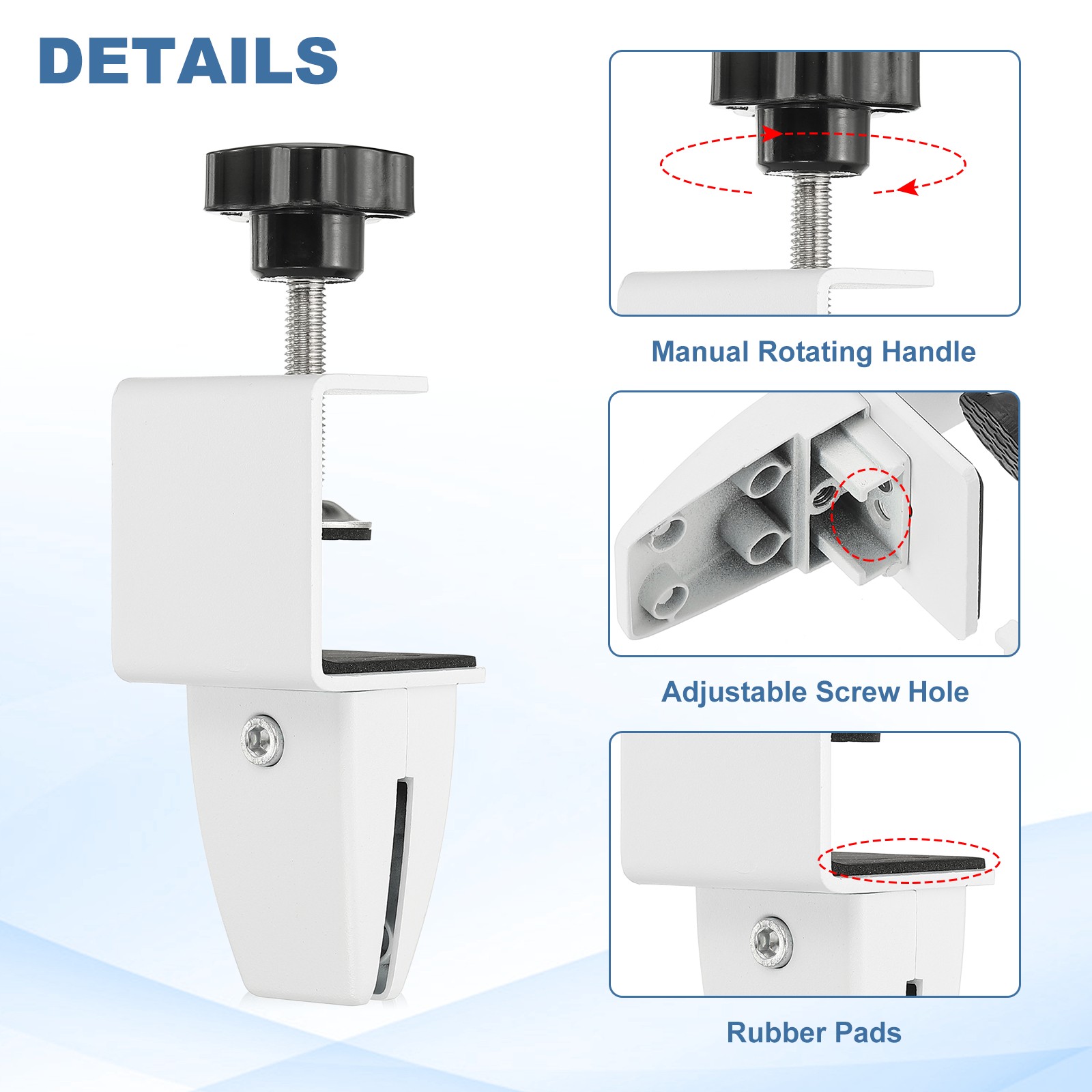 4Pcs Adjustable Desk Divider Partition Clips, Sneeze Guard Support, White