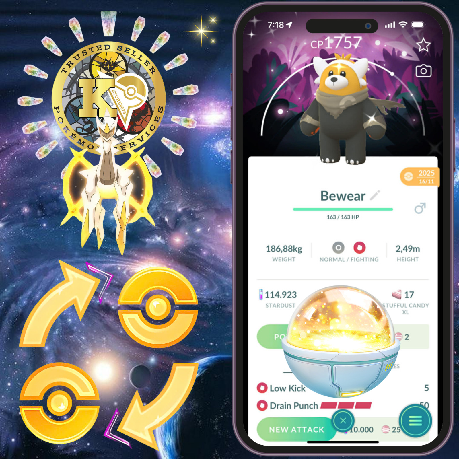 Pokémon Shiny Bewear (Wilderness cape)—Background Go Wild Area 2025 —Digital