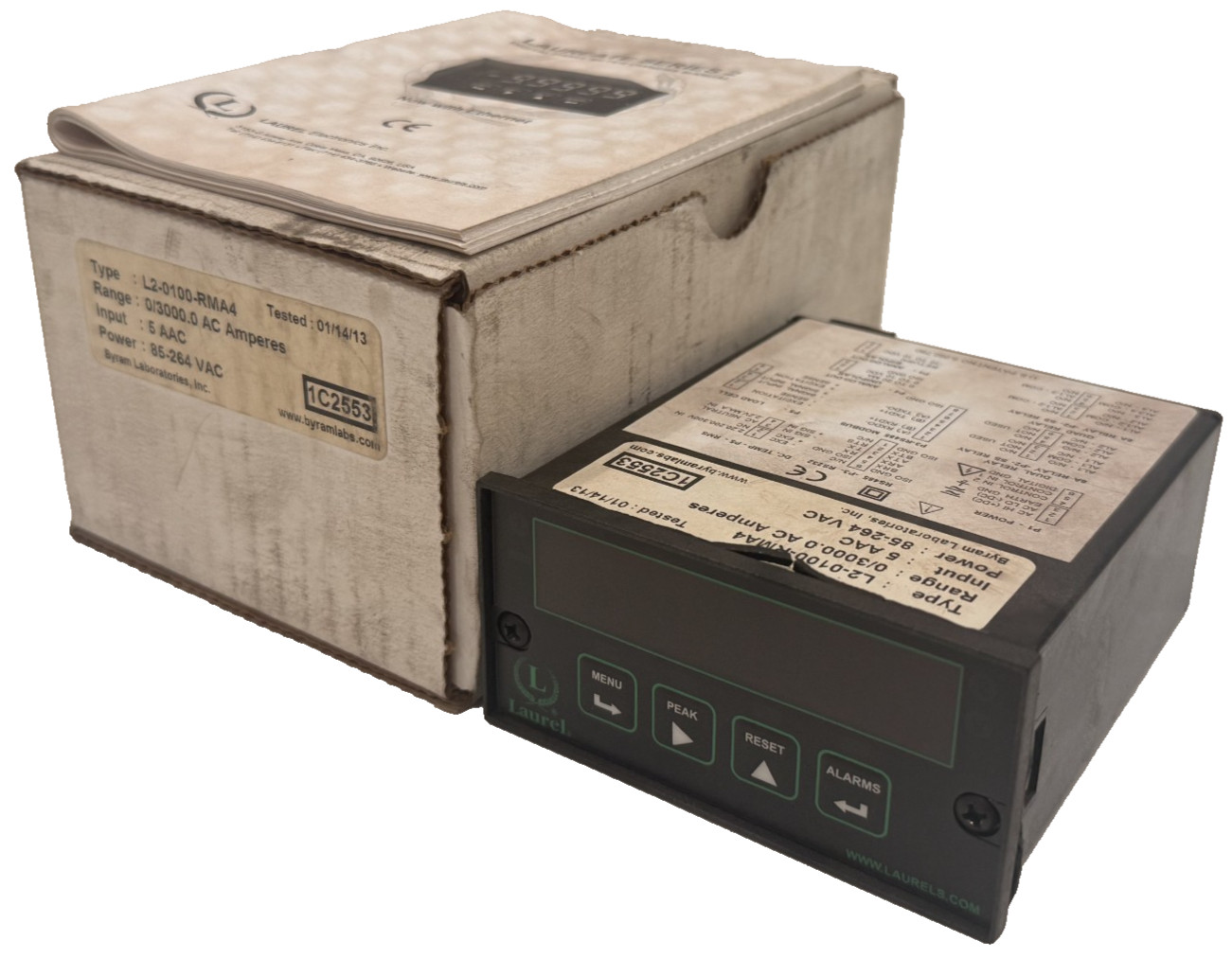 NEW BYRAM LABORATORIES L2-0100-RMA4 PANEL METER L20100RMA4