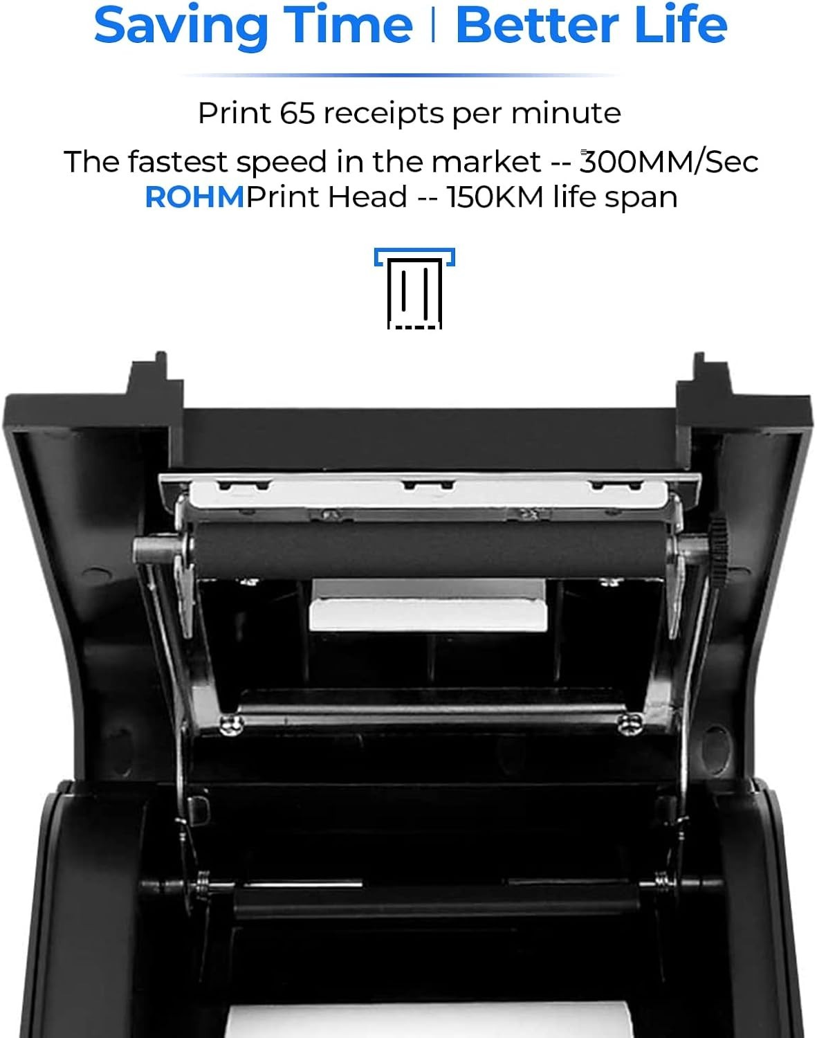 Receipt Printer P068, 3 1/8" 80mm Direct Thermal Printer, POS Printer with Au...