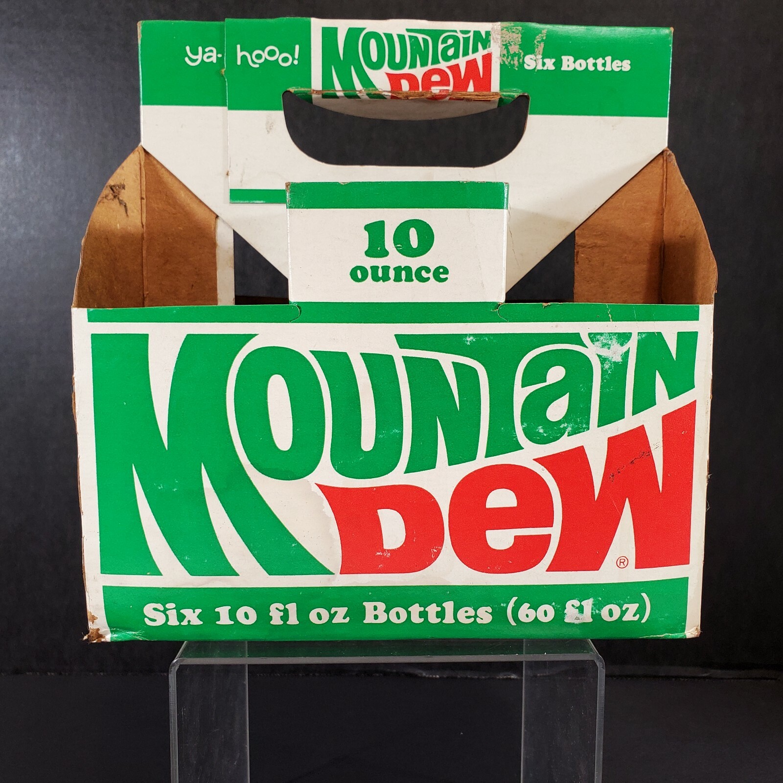 VTG 60s 70s Mountain Dew Soda Pop Bottle Drink Carrier 6 Pack Carton Ya-Hooo!