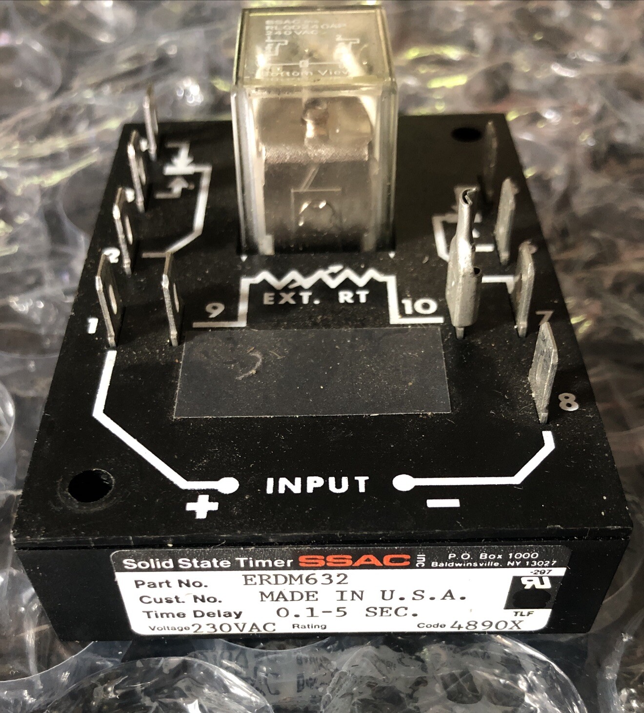 SSAC ERDM632 Solid State Timer. 230 VAC Time Delay 0.1-5 Sec.