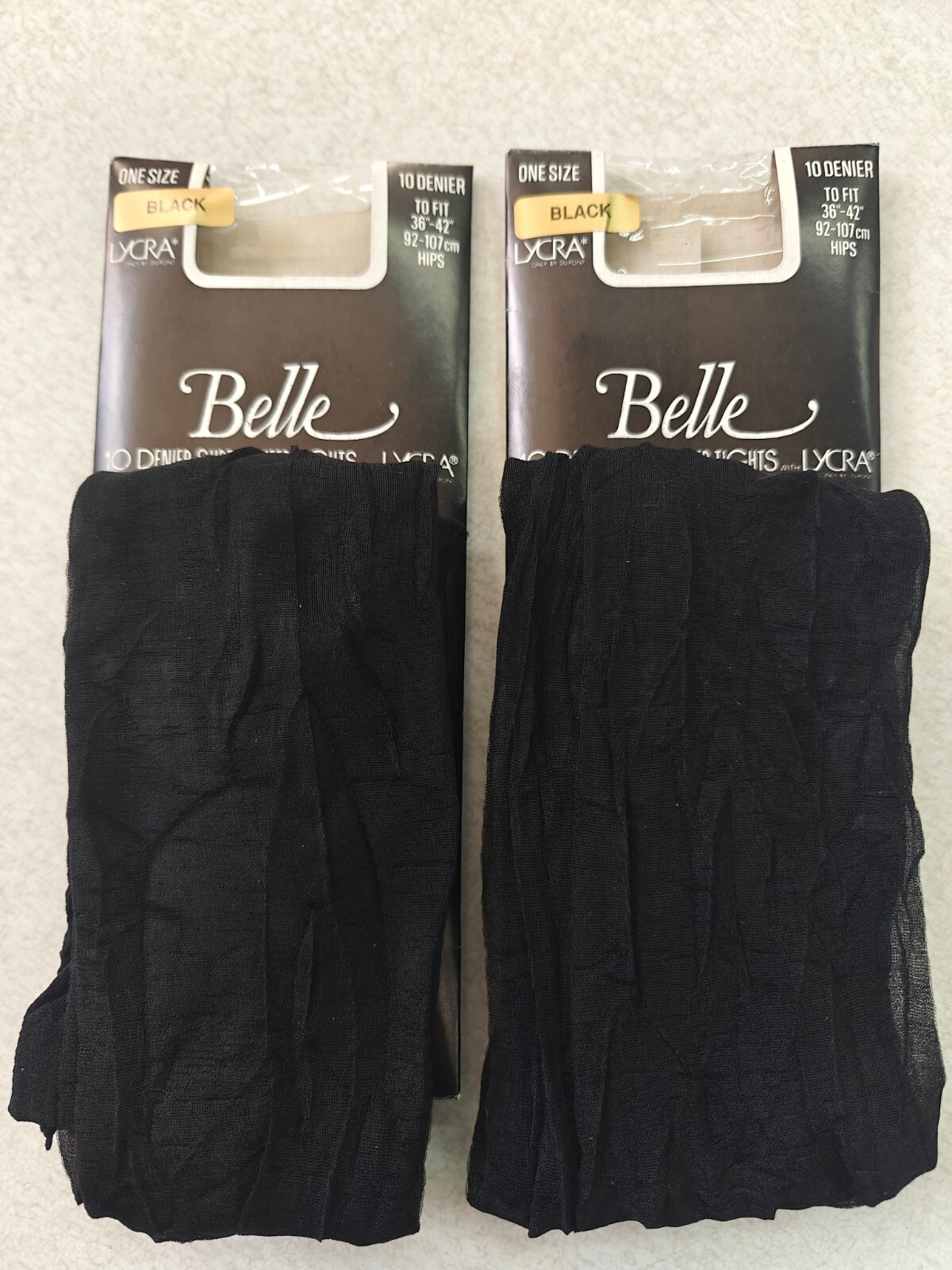 2 PAIRS 10 DENIER SHINE TIGHTS,BLACK ONLY,36-42 HIP (MEDIUM)
