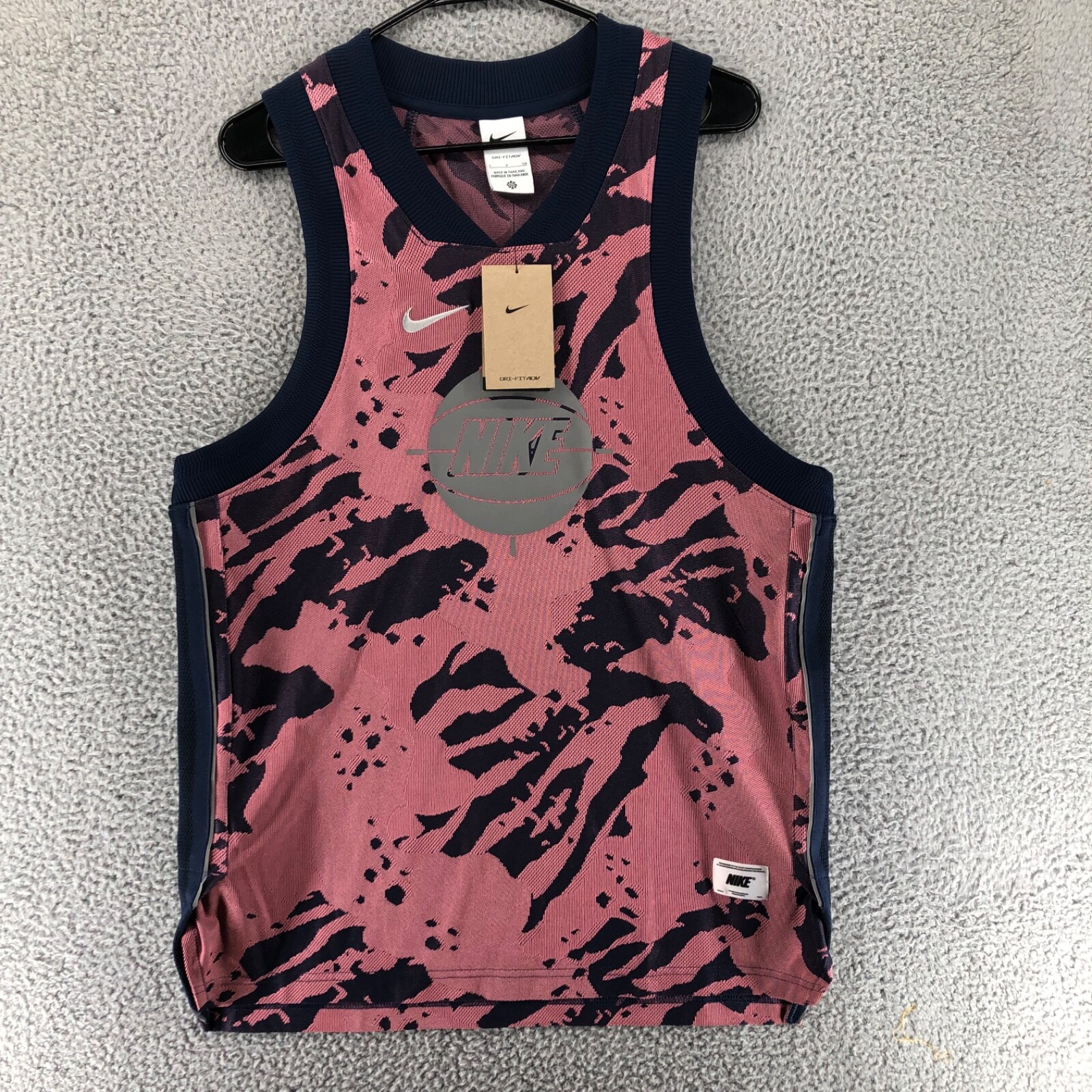 Nike Dri Fit Premium Basketball Jersey Men's Size M DX0257-410 Navy Pink Gray
