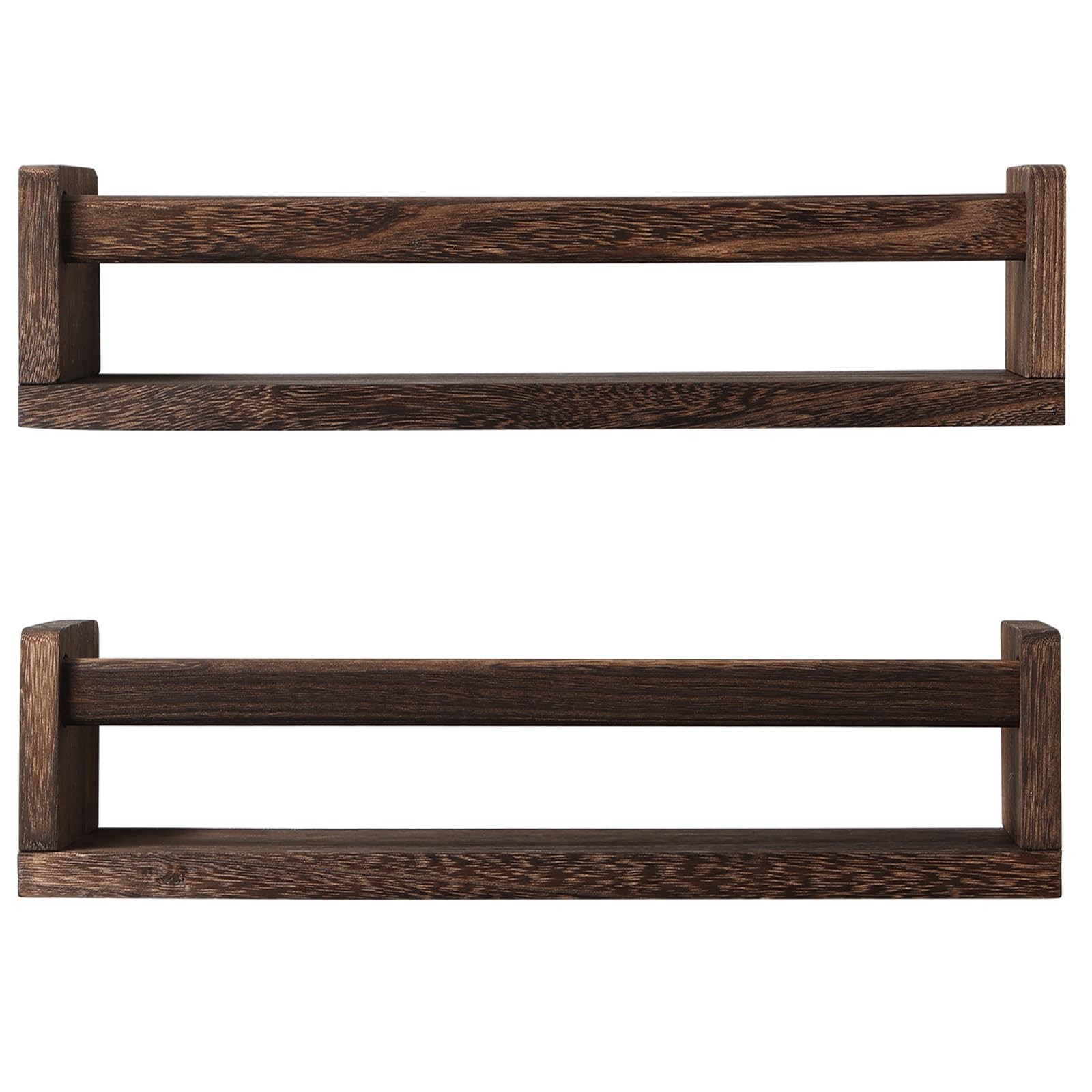 Nursery Book Shelves, Set of 2 Wood Floating Book Shelves for Kids Room, Kitc...