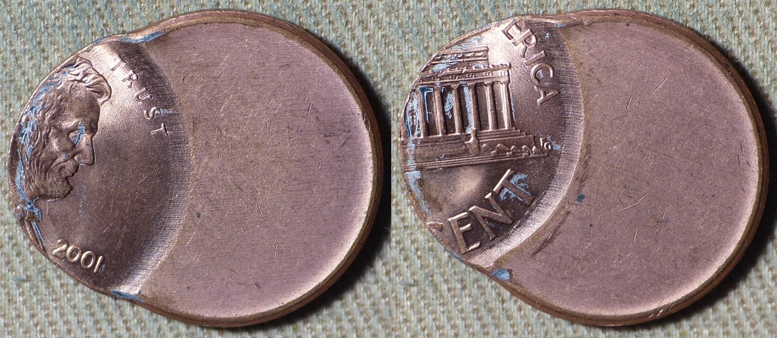 Errors : 2001 Cent 75% Off Center IREC3114