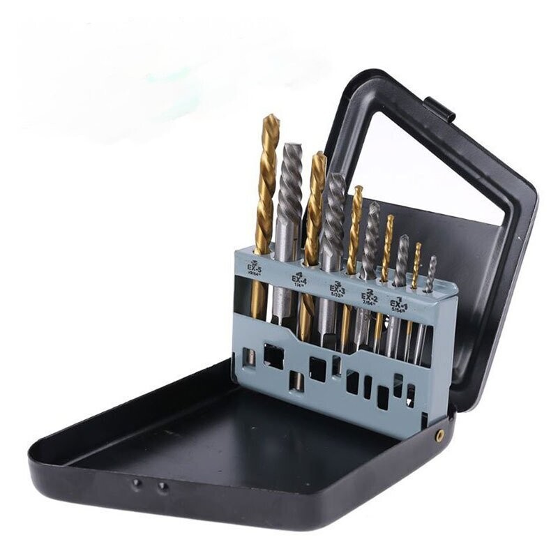 10pc Screw Extractor | Left Hand Cobalt Drill Bit Set Easy Out Broken Bolt