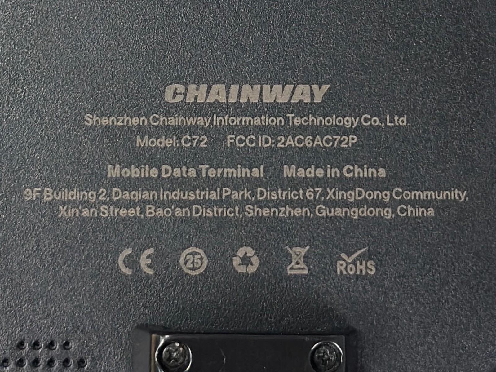 Chainway C72 RFID Tag Mobile Computer Barcode Scanner w/Battery & Charger TESTED