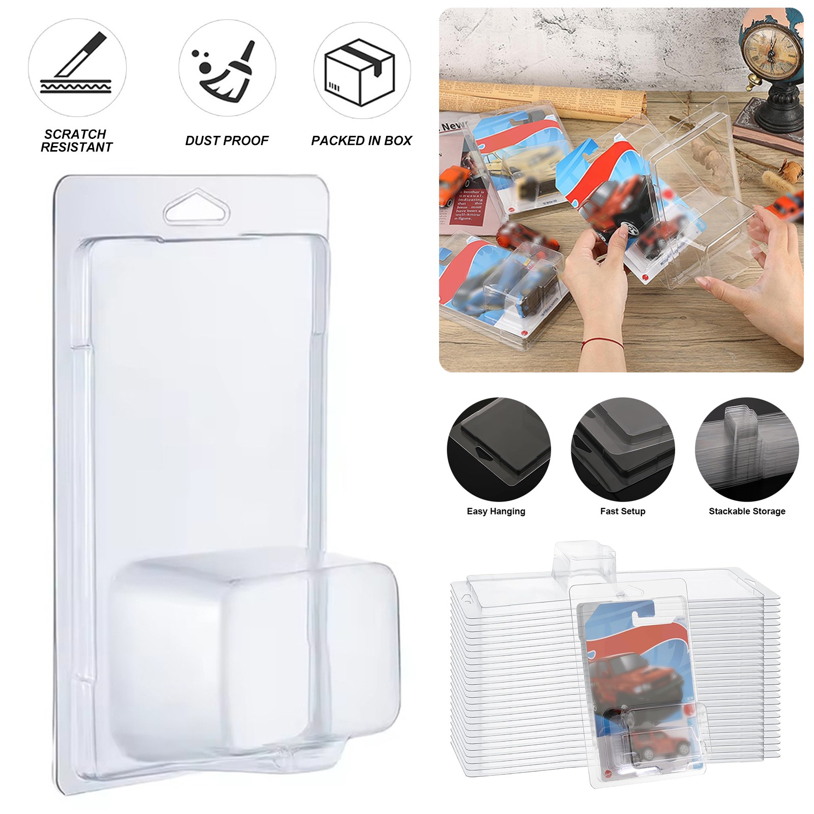 10Pack Protector Case For HW Most Basic Cars 1/64 Scale Matchbox