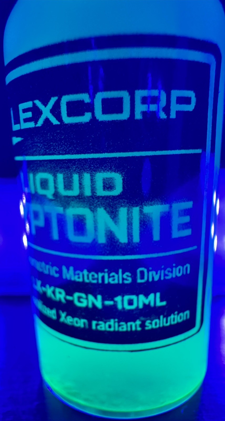 Glowing Liquid Kryptonite 10ml Prop vial by LexCorp