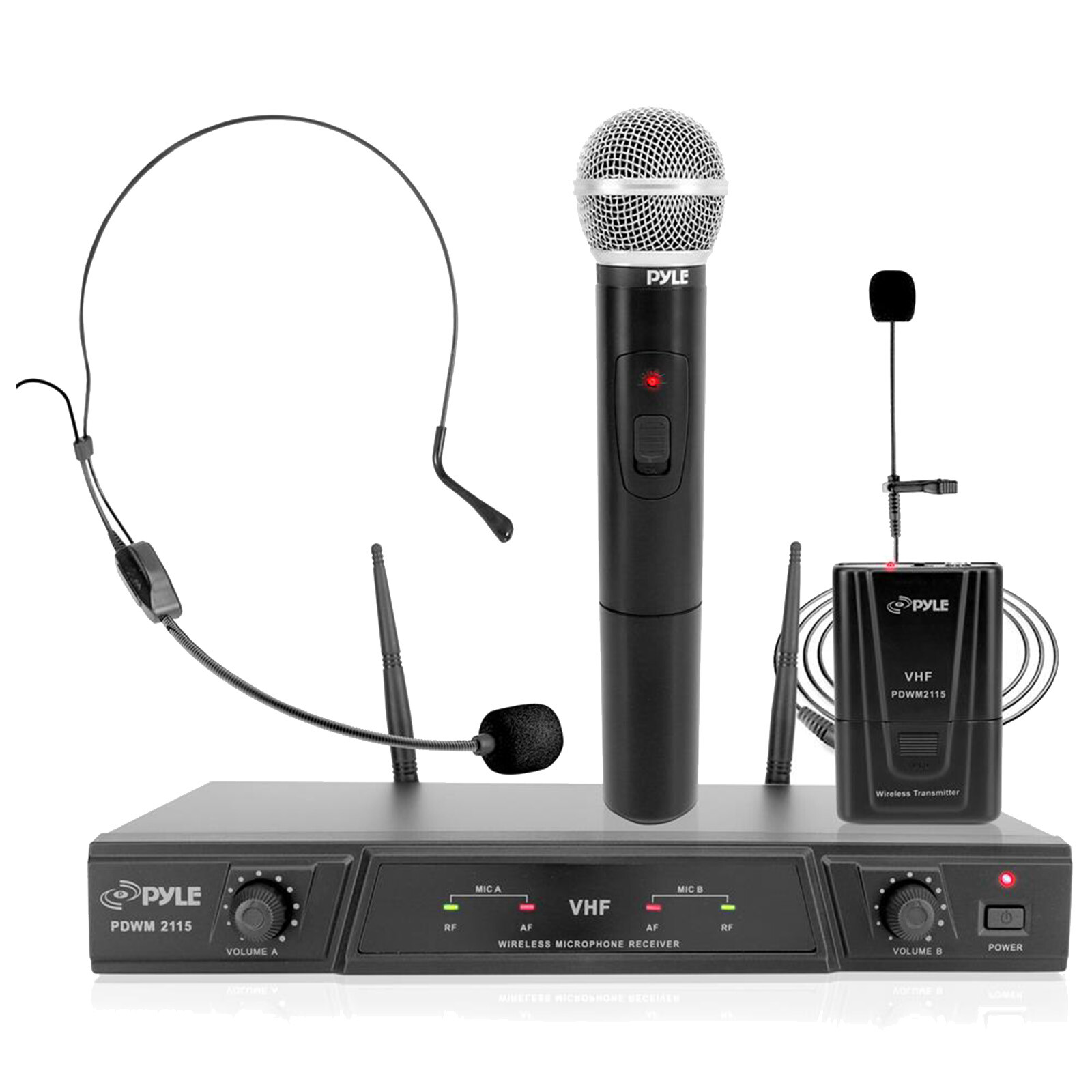 Pyle PDA6BU Stereo Amplifier Receiver + Wireless Microphone System w/Transmitter