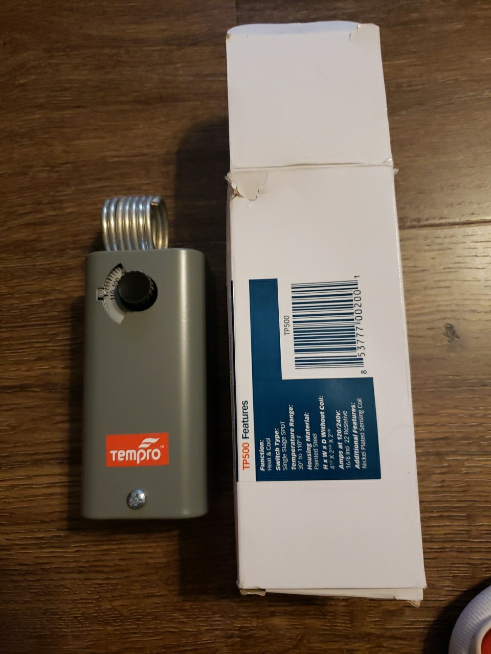 Tempro TP500 Line Voltage 30 to 110 Degree F Fixed Bulb Steel Housing SPDT Th...