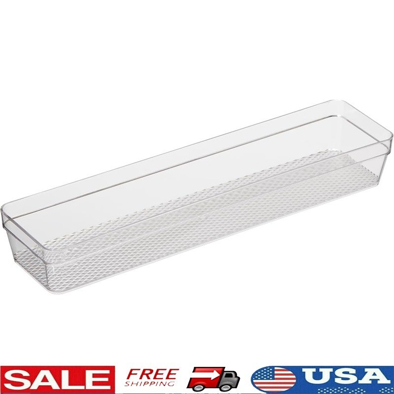 Clear Drawer Organizer Bins Adjustable Storage Multiuse Home Office Kitchen New