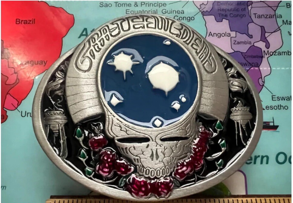 Grateful Dead Space Your Face belt buckle Metal Enamel Navy Blue