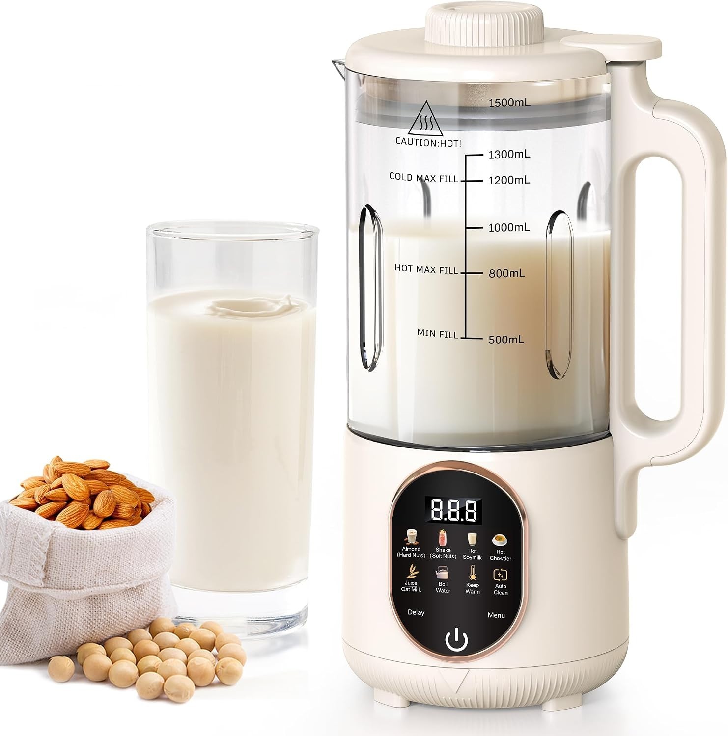 50oz Nut Milk Maker, 10 in 1 Automatic Nut Milk Maker with 20 Blades,Almond M...