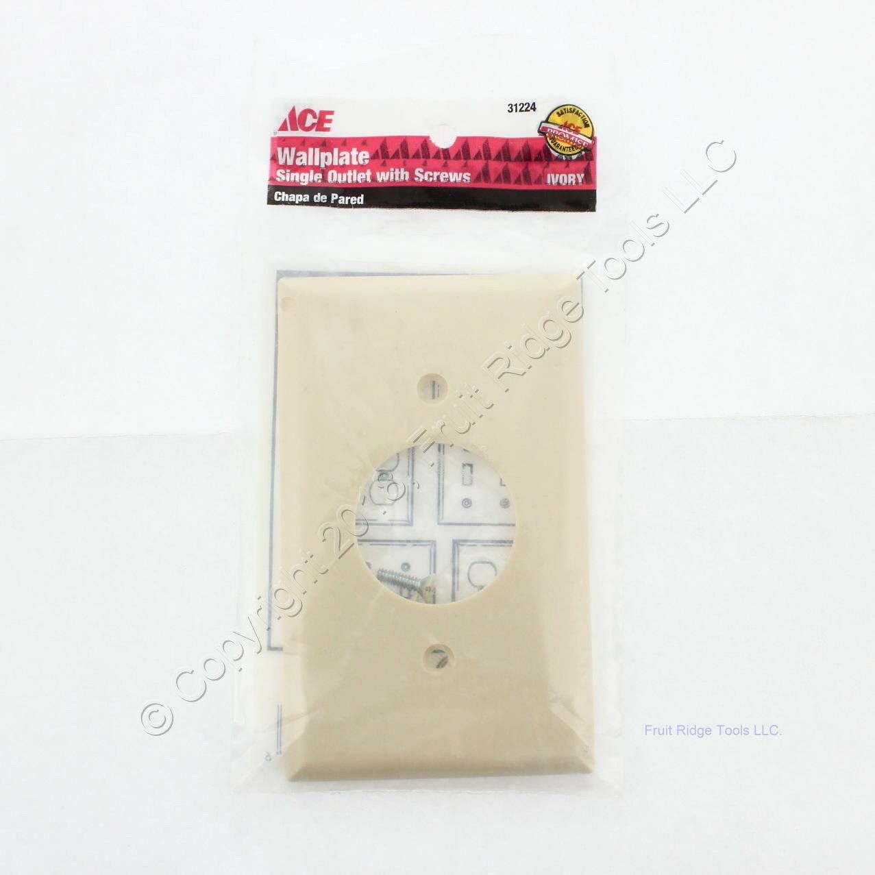 Ace 31224 Ivory 1-Gang Standard Thermoset 1.406" Hole Single Outlet Wallplates
