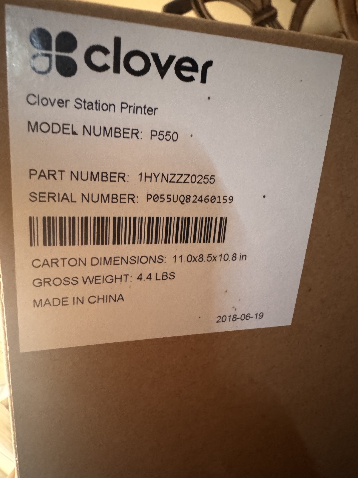 Clover P550 Station Printer POS Receipt Printer New Open Box Never Used