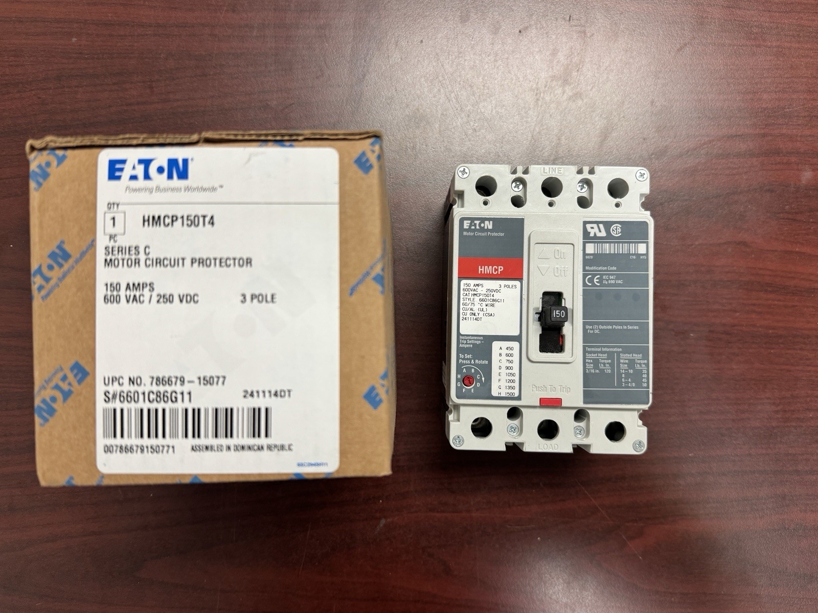 HMCP150T4 EATON Cutler Hammer 3Pole 150Amp 600 Volt Motor Circuit Protector