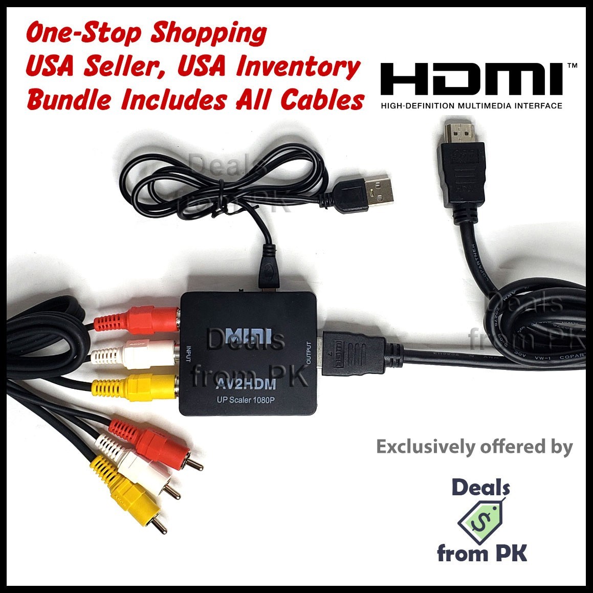 HDMI Converter for VCR, Game Console with Cables, Bundle - Connect to Modern TV