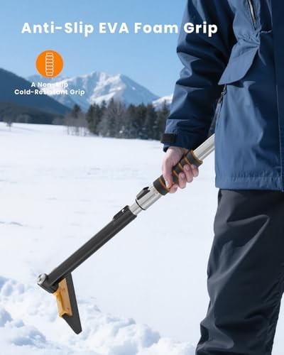 Extendable 43.7" Ice Scraper & Snow Brush for Car Windshield - 12 Lengths, Foam