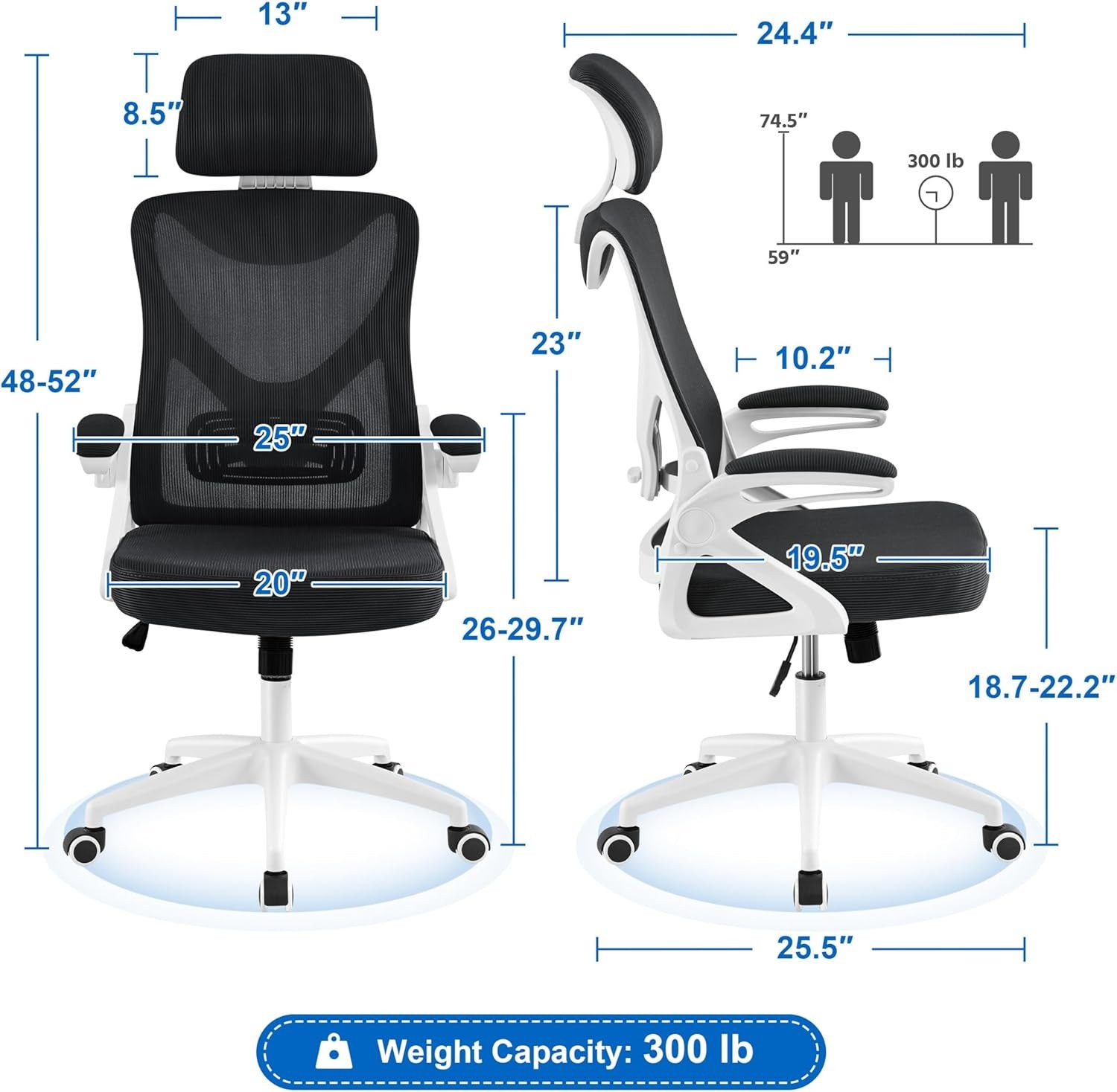 High Back Desk Chair with with flip-up Armrests for Home Oiffce Game Room