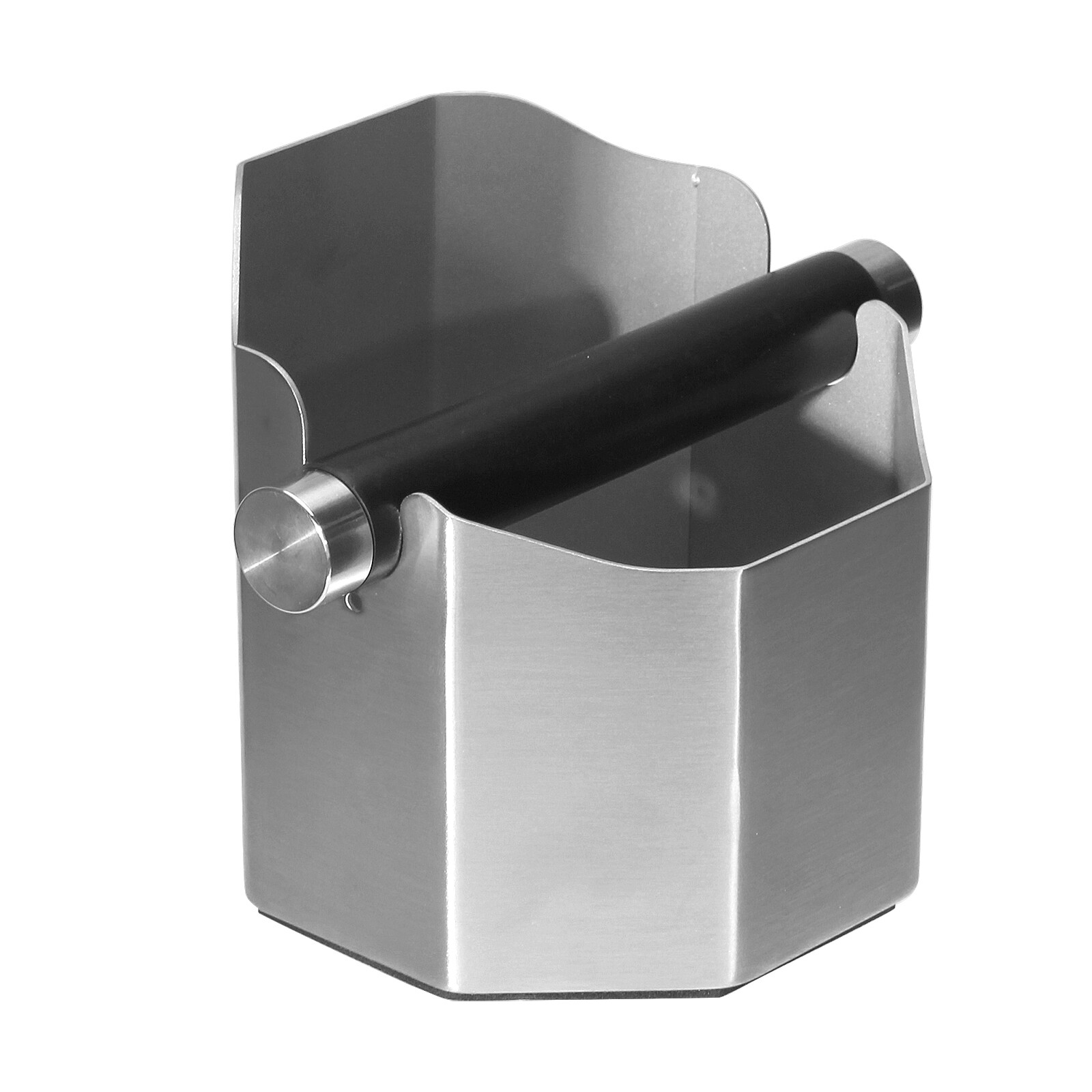 Espresso Knock Box, Coffee Grounds Knock Box with Removable Knocking Rod Silver