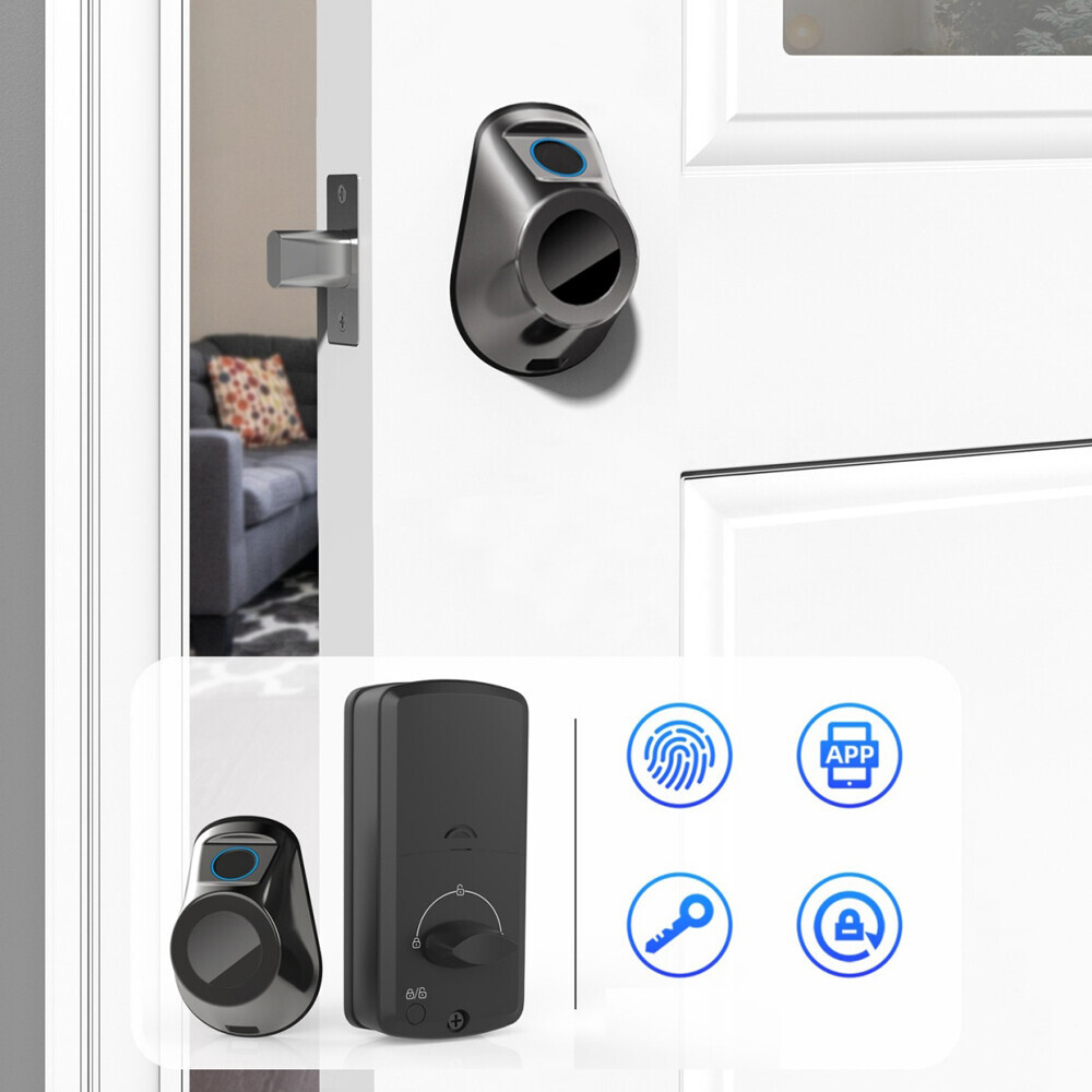 Waterproof Electronic Door Lock APP Unlock w/Keys Tuya Smart Fingerprint Lock