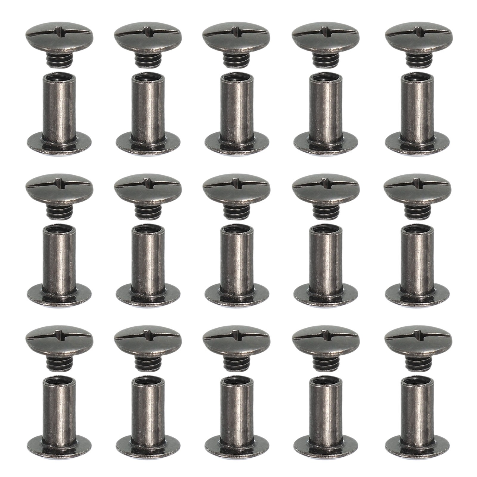 Chicago Screws, Leather Rivets for Belt Bag M5 x 10 mm & 80 Pack & Black