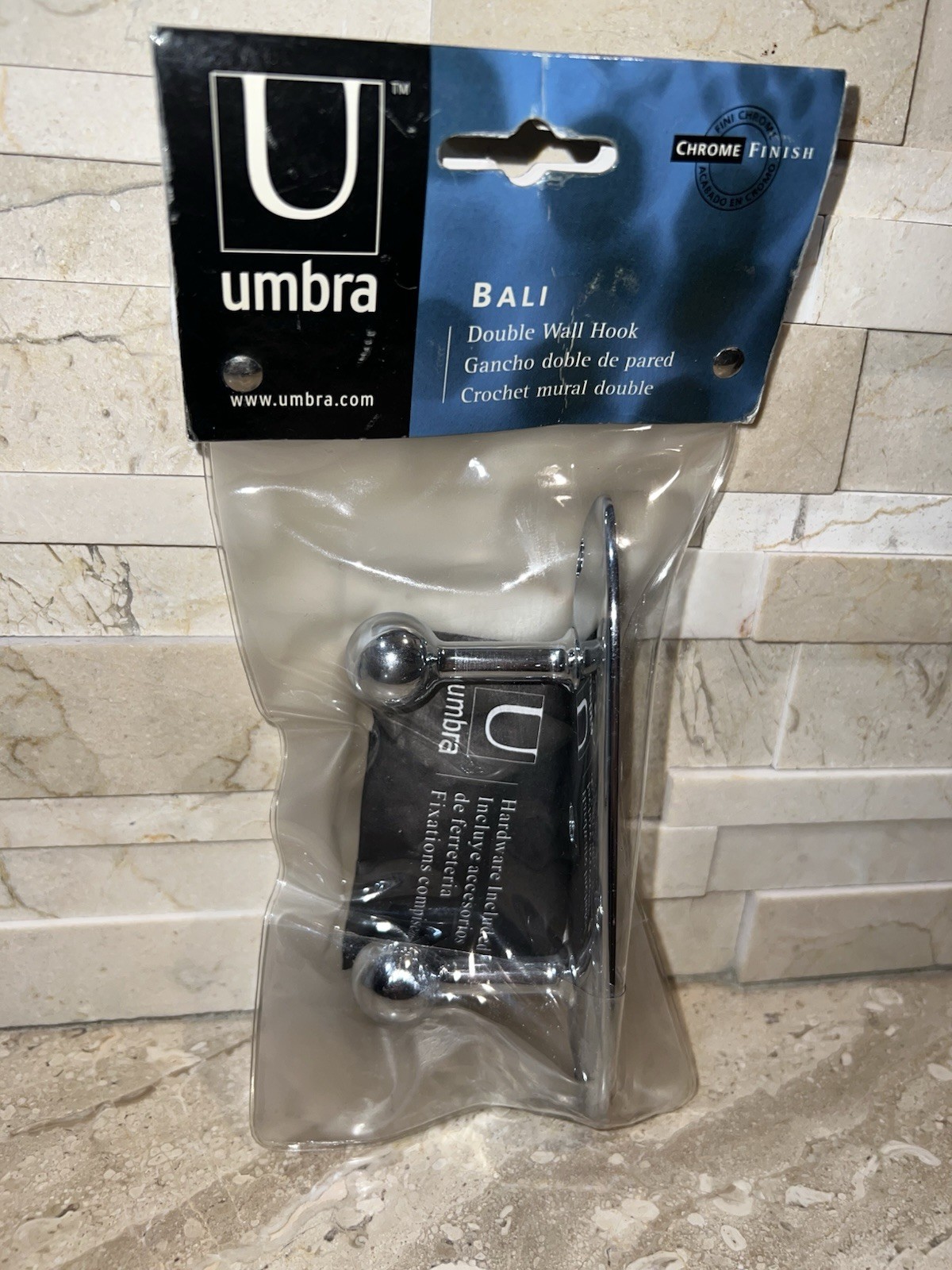 Umbra Chrome Finish Torque Double Hooks with Hardware Included NEW Ships Daily