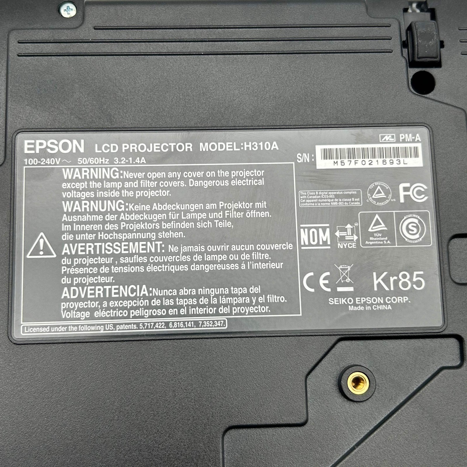 EPSON H310a Black Projector - Used