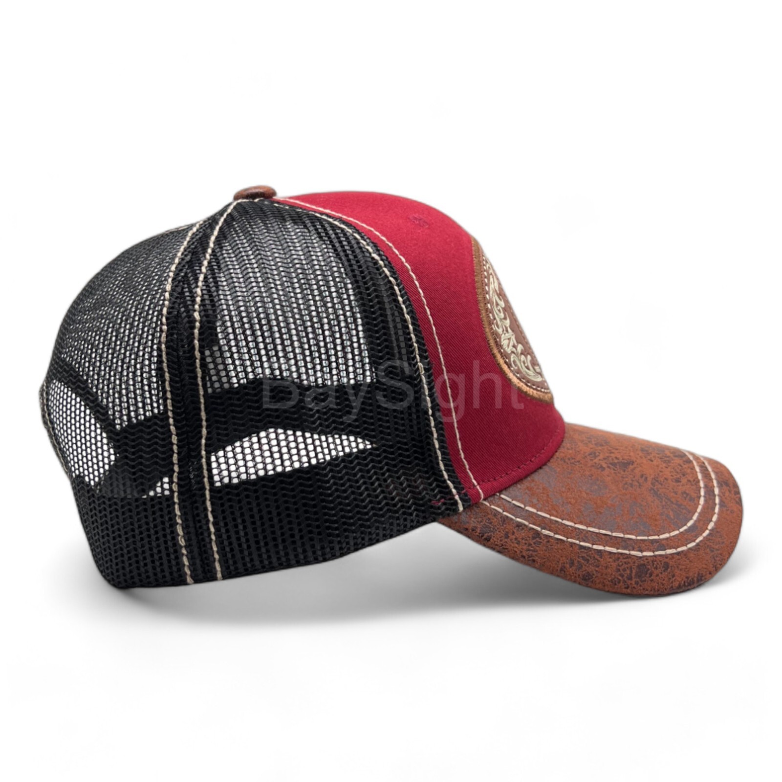 Mesh Trucker Hat Baseball Cap Snapback Mens Hats Rooster Gallo Faux Leather