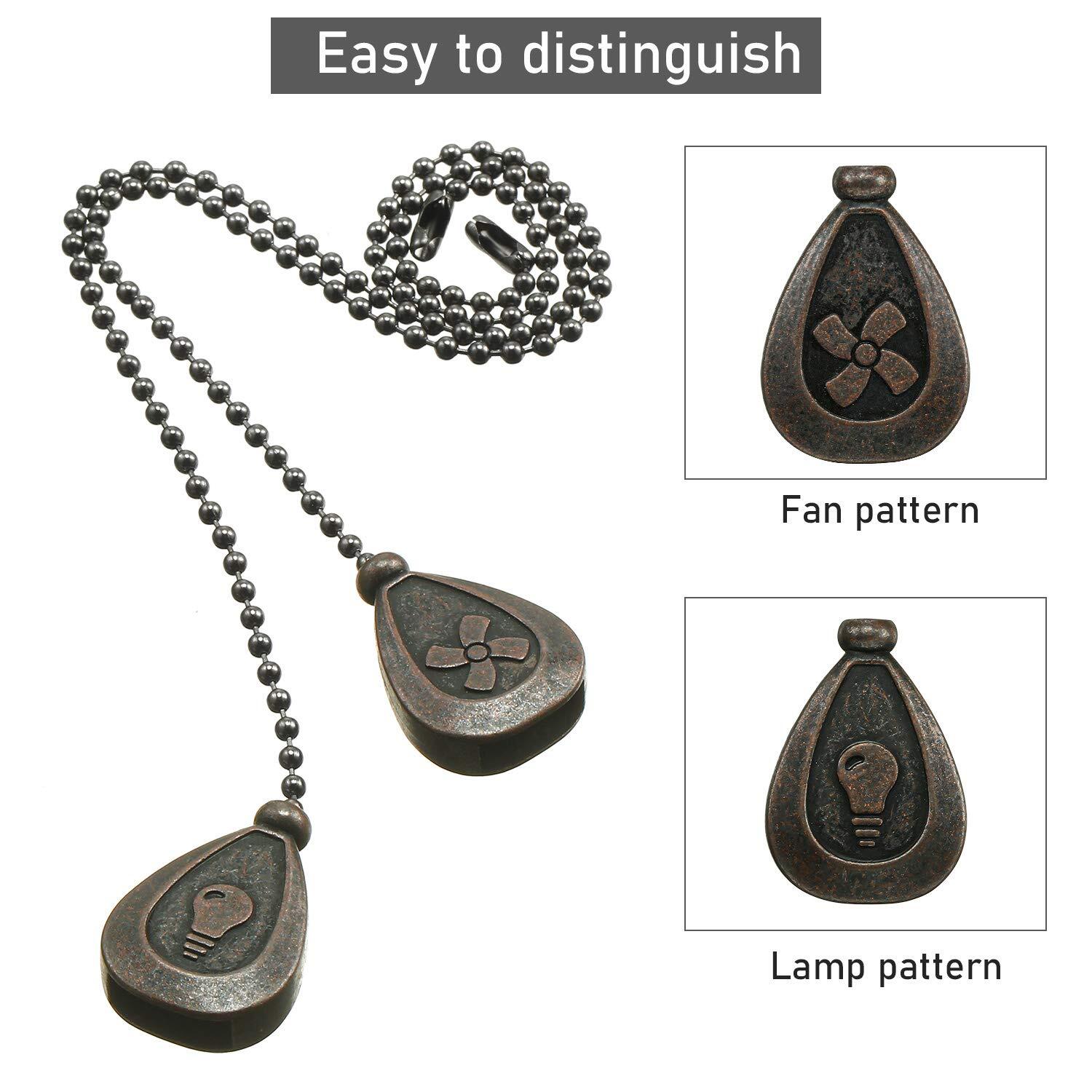 Pull Chains Decorative Extension Chain Pendant for Ceiling Lamp Fan, 4 Pack