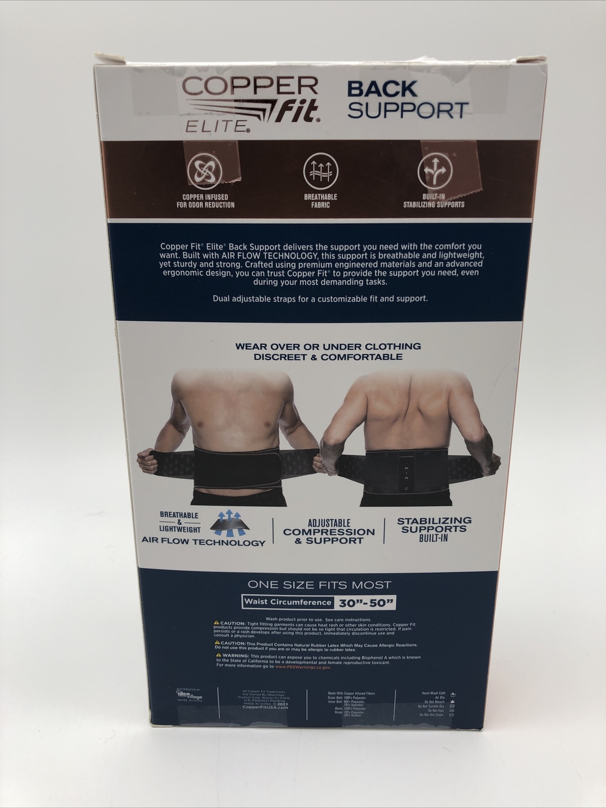 NOB Copper Fit Elite Back Support AirFlow Back Brace Adjustable DoubleBand