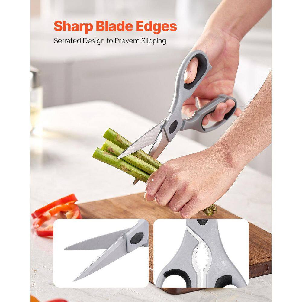Culinary Scissors, 0.73 In., Stainless Steel, Kitchen, Shears, with Cushioned Gr